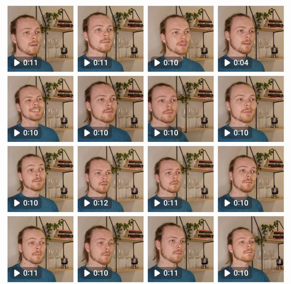 Multiple pictures of me standing in front of a shelf.